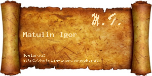 Matulin Igor névjegykártya